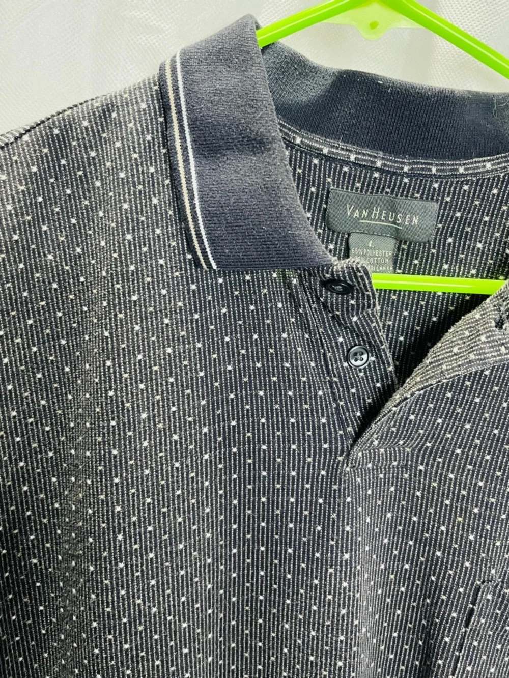 Van Heusen Black and White Patterned Polo - Picture 6 of 8